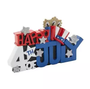 Patriotic Happy 4th of July Tabletop Decoration Hand-painted Resin 5" H - Picture 1 of 1
