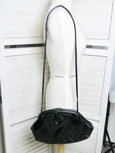 Vintage 80’s Echtleder schwarz Patchwork Schulter Handtasche Clutch USA - Bild 1 von 10