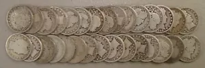 1892-1916 Barber 90% Silver Quarters 30 Coins $7.50 Face Value G+ Nice - Picture 1 of 3