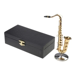 Copper Miniature Saxophone Mini Musical Instrument Miniature Dollhouse Model - Picture 1 of 12