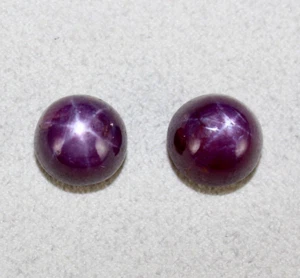 Natural 6 Line Star Ruby Round Cabochon 20.83 Ct Loose Red Gemstone For Earring - Picture 1 of 8
