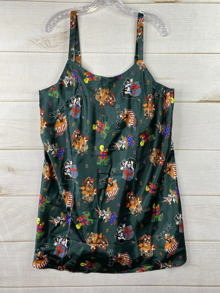 De Colección Looney Tunes Vestido Sin Mangas 1X Satén Chemise Camisón Lencería Navidad Años 90 Foto 1 de 4