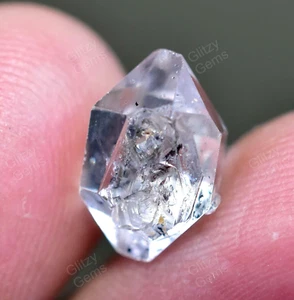 3.50 Ct Rare Herkimer Diamond Water Clear Quartz Crystal Anthraxolite Rare Found - Picture 1 of 6