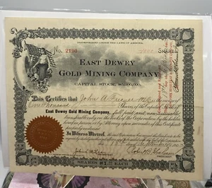 East Dewey Gold Mining Company. - 1.000 acciones mineras 1903 - Imagen 1 de 5