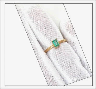 Kristallklarer Smaragd,  Ring  Gelbgold - Bewundernswertes von Greenfire - Bild 1 von 4