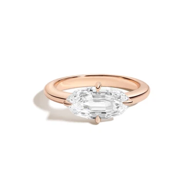 Gold Ring GLI IGI Lab Grown Diamond Oval Step Cut 1.50 Ct 18K Rose Sizes 5 6 7 8 - Image 1 of 4