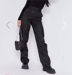 Neu mit Etikett Missy Empire Kara schwarze Cargohose Tasche Utility UK10 neu mit Etikett - Bild 1 von 11