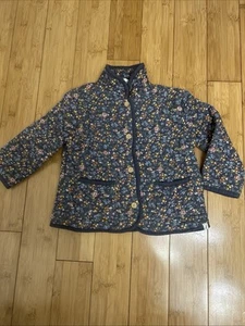 Easy Peasy Quilted 100% Cotton Button Down Jacket Navy Ditsy Print Sz 4T - Picture 1 of 8