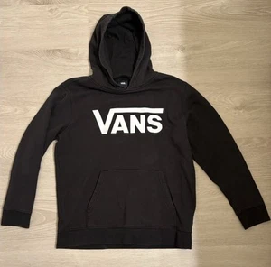 Vans Hoodie Kids X-Large Black Logo Pullover Sweatshirt - Picture 1 of 3