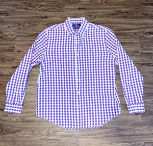 Vineyard Vines Shirt Mens Large Purple Gingham Slim Fit Button Down Whale Logo - Picture 1 of 6