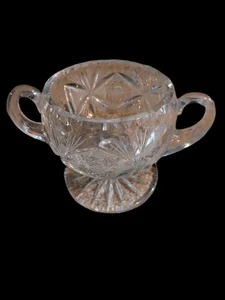Vintage Heavy Leaded Crystal 2-Handle Sugar Bowl Cut Glass Classic Elegance - Picture 1 of 5