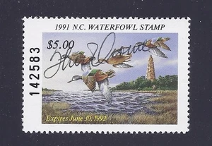 NORTH CAROLINA NC9 WATERFOWL DUCK STAMP 1991 MNH ARTIST SIGNED - Picture 1 of 1