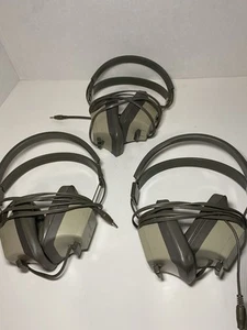 3 Vintage Telex Explorer 3.5mm Aux Jack Brown Stereo Audio Overhead Headphones - Picture 1 of 9