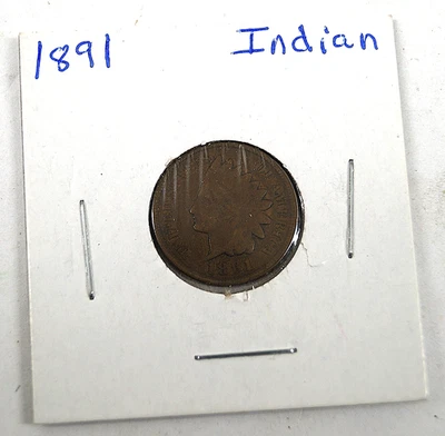 Indian Head Penny One Cent 1891 Antique VTG Coin Flip Collector Resell 237 B131 - Image 1 of 4