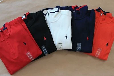 NWT Ralph Lauren Polo Boy's French Rib 100% Cotton Zip Pullover Shirt Sweater - Image 1 of 4
