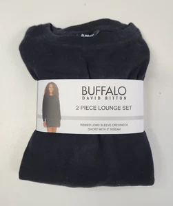 BUFFALO Women's Black Ribbed Pajama Set Size Small S Lounge Set NWT - Picture 1 of 2
