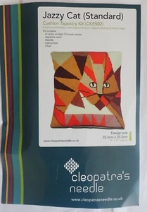 COMPLETED Tapestry kit - Jazzy Cat - Cleopatra's Needle - 34cm x 34cm - Picture 1 of 6