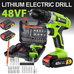 48V Cordless Drill 45Nm Electric Screwdriver Drill Combi Driver Set 2 X Battery - Picture 1 of 16