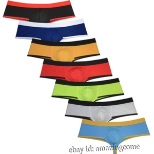 Mens Breath Holes Cheeky Boxers Thong Underwear Hipster Brazilain Bikini Briefs - Picture 1 of 33