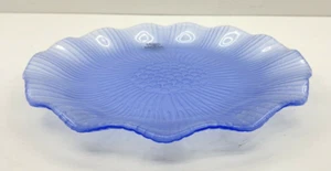 Mikasa Larry Laslo ~ Spring Line ~ 9” Blue Ruffled Glass Salad Plate ~ NEW - Picture 1 of 8