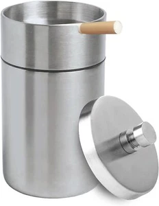Car Ashtray with Lid Smell Proof Stainless Steel Portable Ash Tray for Smoking - Picture 1 of 8