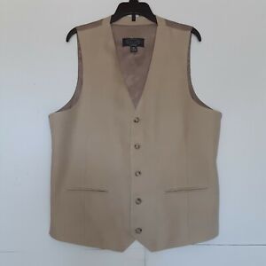 Pronto Uomo Beige 100% Linen Button Up Men's Vest Size Medium
