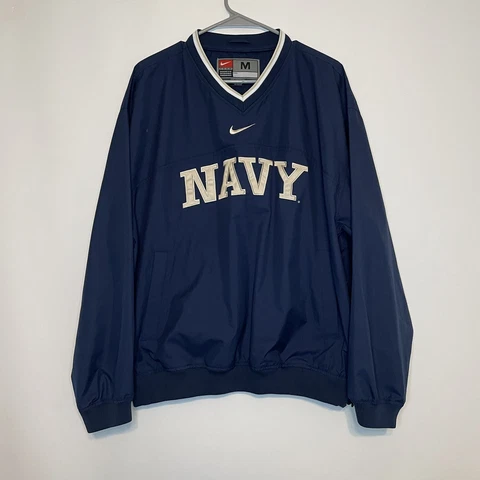 Vintage Nike Jacket Men Medium Blue Navy Team Center Swoosh Pullover Windbreaker Cover