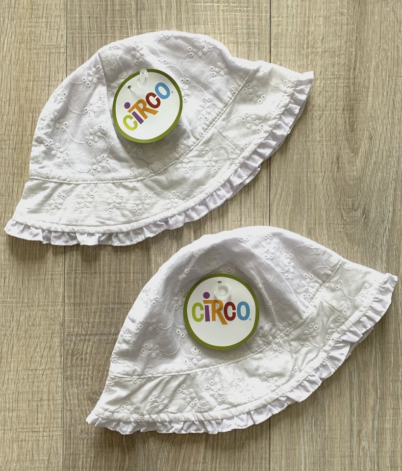 2 Sombrero Circo Sun Blanco Ojales Niñas Niño Natación Talla 3T Foto 1 de 4