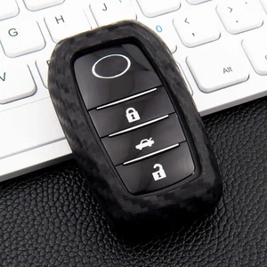 Silicone Carbon Fiber Car Remote Smart Key Cases Cover For Toyota Hilux Fortuner - Picture 1 of 12