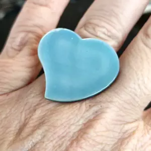 Heart-shaped enamel 925 silver ring by Furla - Sterling Silver Ring - Picture 1 of 6
