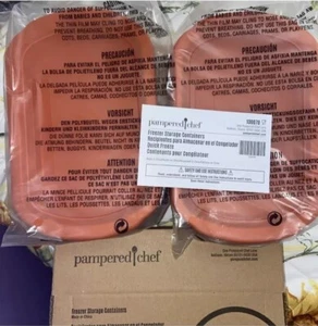 Lot of 2 Pampered Chef Freezer Storage Containers with Lids 100078 Quick Freeze - Picture 1 of 4