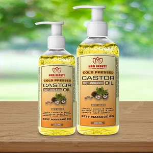 100% Pure Organic Castor Oil Cold Pressed for Hair, Skin, Nails, Body with Pump - Picture 1 of 3