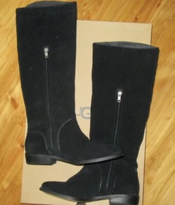 "Botas UGG Gracen 9M Cuero de Gamuza Negra 17" de Alto con Cremallera ¡Realmente Bonitas y Lindas!¡! - Imagen 1 de 7