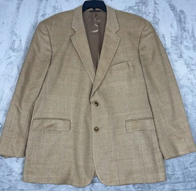 346 Brooks Brothers Silk Linen Wool Tan/camel Blazer Sport Coat 48R Y2K Tweed - Image 1 of 4