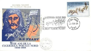 BB002 Polar philately explorer Robert Peary at North Pole 75 years 1984 - Picture 1 of 2