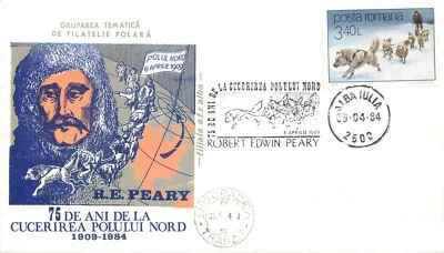 BB002 Polar philately explorer Robert Peary at North Pole 75 years 1984 - Image 1 of 2