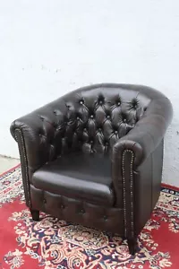 A Chesterfield Tub Chair in 100% Genuine Leather - Various Colours - Picture 1 of 12