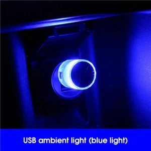 Luz LED Azul Universal Coche Mini USB 1 Pieza Decoración Atmósfera Interior - Imagen 1 de 13