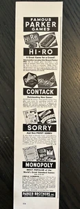 1940 Parker Brothers Inc Famous Games Monopoly Sorry Hi-Ro Vintage Print Ad - Picture 1 of 1