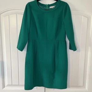 J. Crew Emerald Green Wool Teddie Long Sleeve Shift Dress Size 10 - Picture 1 of 10