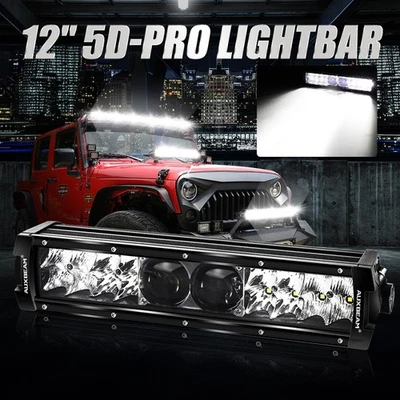 Combo de barras de luz LED AUXBEAM 12" 5D-PRO de doble fila + cableado para automóviles SUV camiones Foto 1 de 4