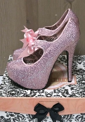 Tacones Bordello Teeze Rosa Estrás Plataforma Bomba Talla 7 ¡¡HERMOSOS!!!  Foto 1 de 4