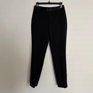 Zara Tuxedo Dress Pants Womens Size Small Black Straight Leg With Belt Slacks - Picture 1 of 16