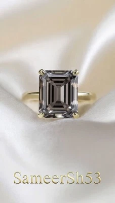 Anillo de diamantes color gris cultivado en laboratorio de 2 quilates corte radiante con diseño Sameersh53 Foto 1 de 4