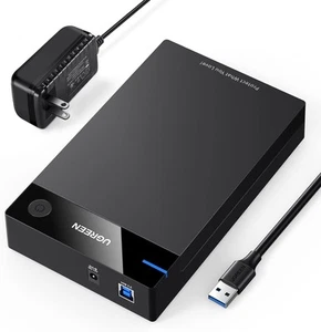 UGREEN External Hard Drive Enclosure for 3.5 2.5 Inch SATA SSD HDD USB Black - Photo 1/9