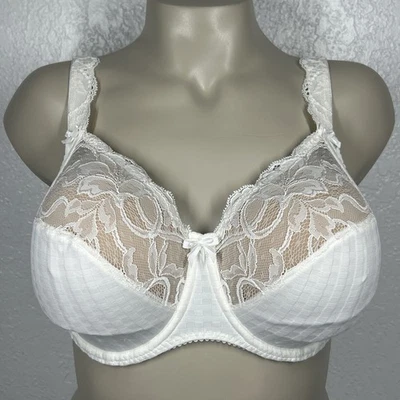Prima Donna Madison UK 34G Support Wire Bra Unpadded Lace Bows White Checker - Image 1 of 4