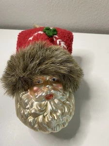 Adorno de Navidad de vidrio de Papá Noel con adornos de piel vintage de enllar - Imagen 1 de 7