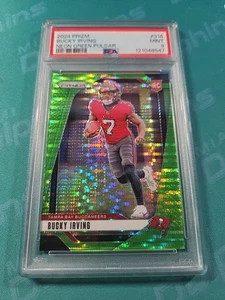 Prizm Bucky Irving 2024 Pulsar verde neón #316 (RC) Tampa Bay Buccaneers PSA 9 - Imagen 1 de 3