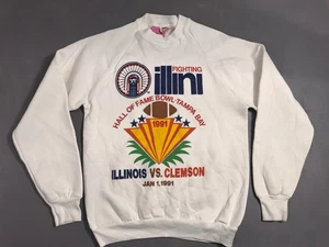 Vintage Illinois Fighting Illini Vs Clemson Medium 1991 Hall of Fame Bowl Chief - Foto 1 di 5