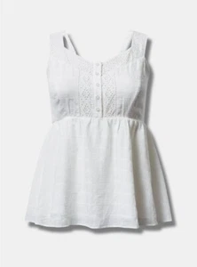 Torrid Babydoll Window Pane Tank White 00 M L 10 #E91084 - Picture 1 of 4